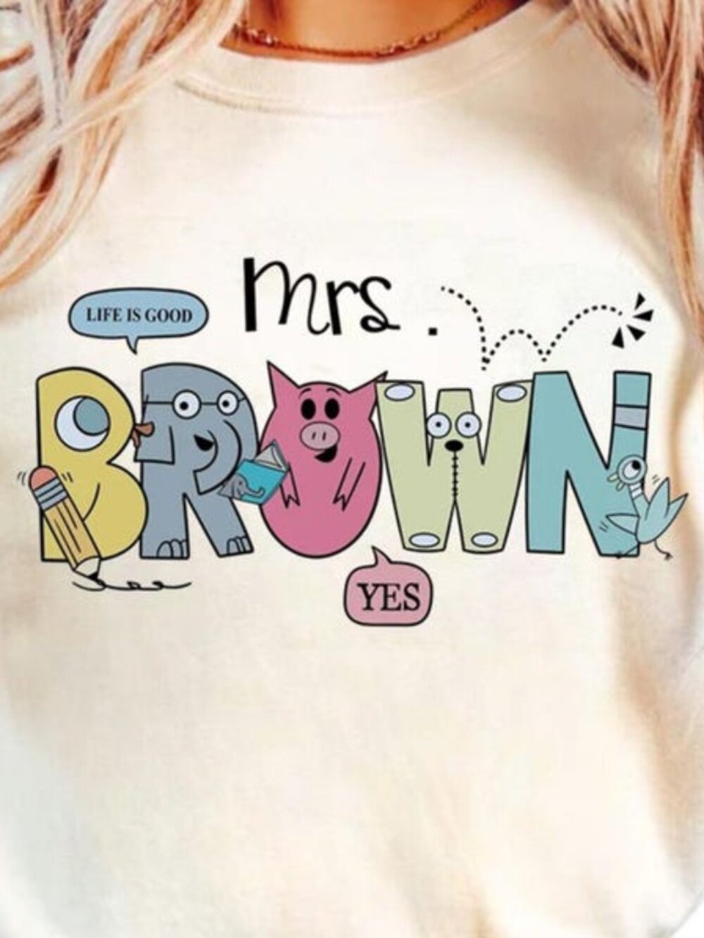 Personalized Teacher Shirt, Elephant And Piggie Shirt - Picture 2 of 4